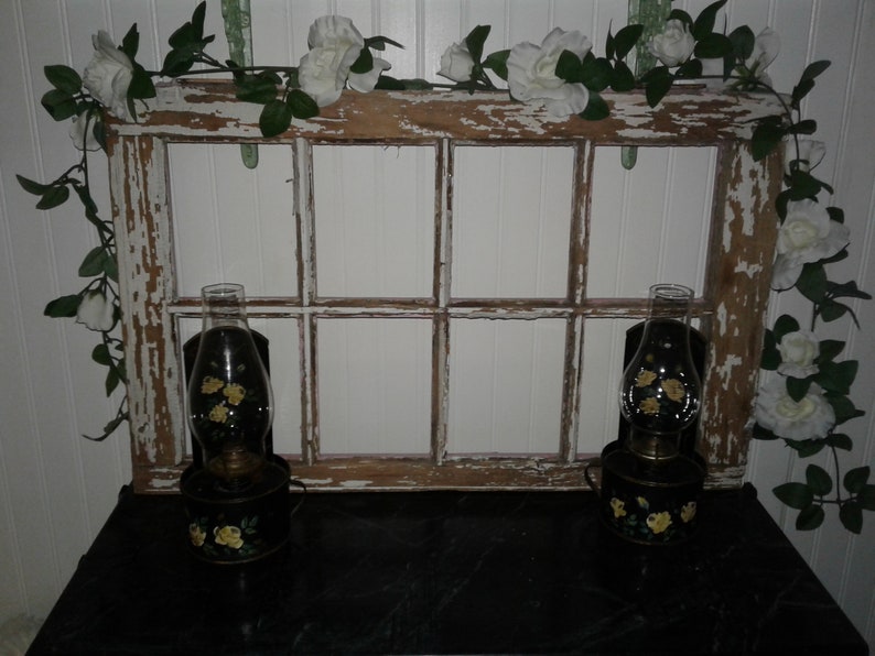 Antique Vintage Barn Wooden Window Old Chippy Paint #1 of Pair.