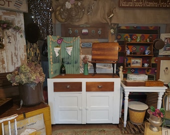 Antique Store Counter Cupboard Pantry Cabinet Farm House Kitchen Great Island Piece or Shop Counter. Very Old But Exact Age Unknown
