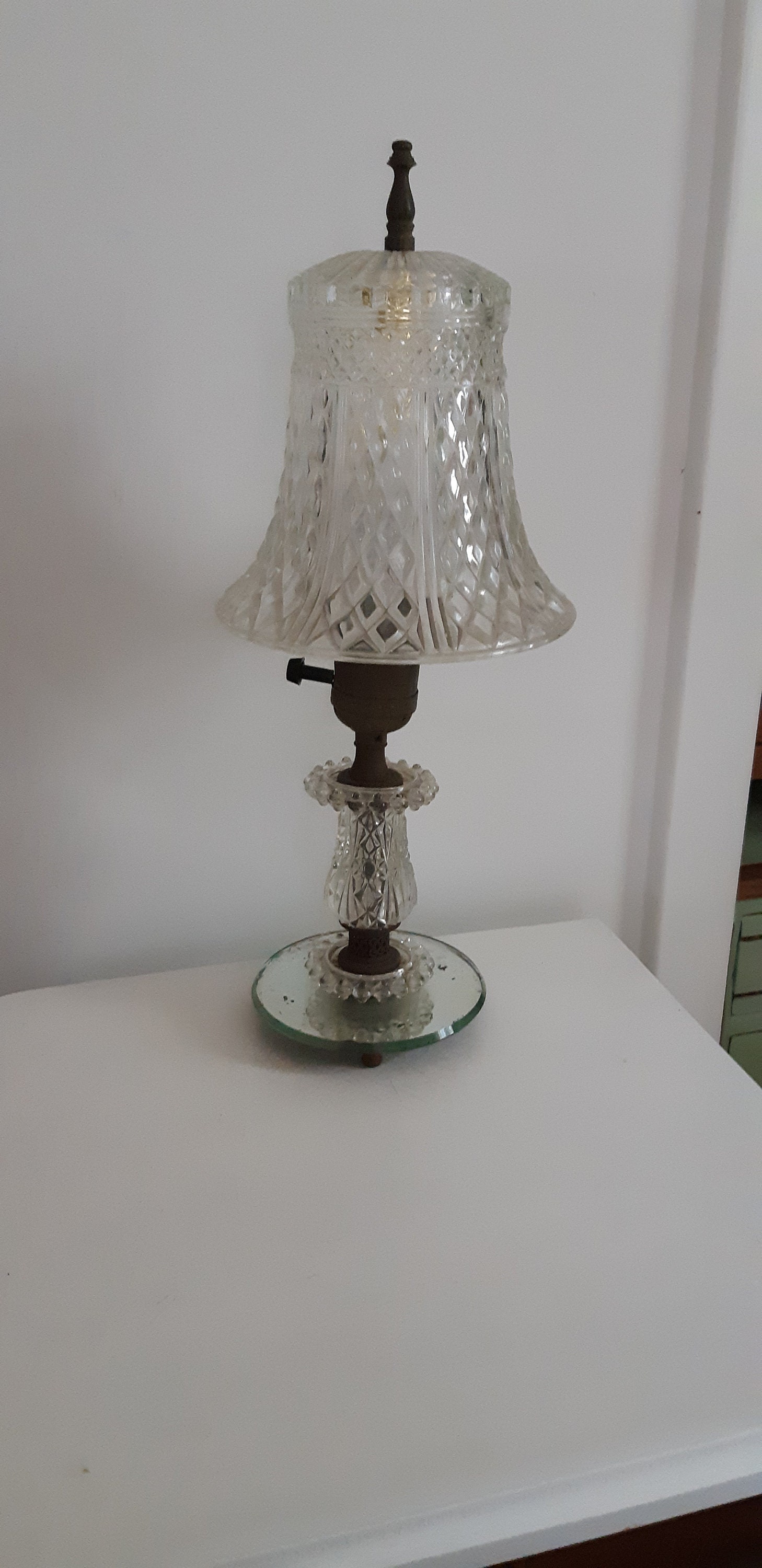 Antique Crystal Table Accent Lamp With Crystal & Mirror Base. Etsy