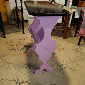 Antique Vintage Magazine Table Painted In Retro Black & Purple Cream Great Children&#39;s Piece of Furniture