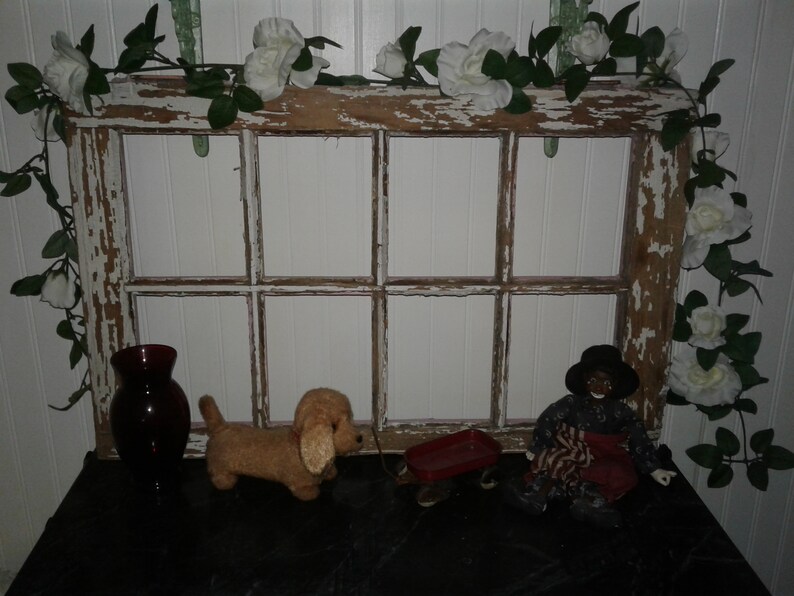 Antique Vintage Barn Wooden Window Old Chippy Paint #1 of Pair.