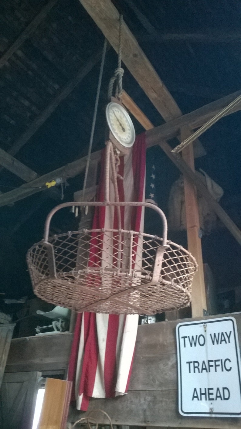 300 lb Capacity Mammoth Antique Industrial Hanging Scale Weighed Fish At New York Docks Turn of Last Century Hard to Capture In a Photo.