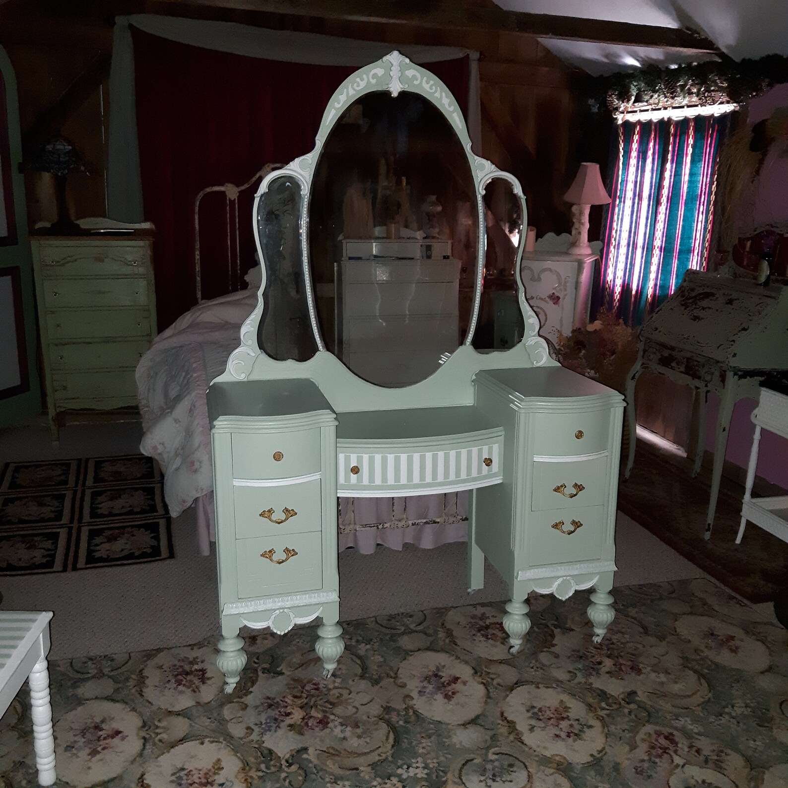 Exquisite Antique Victorian Vanity Part of 6 Piece Bedroom Set Etsy