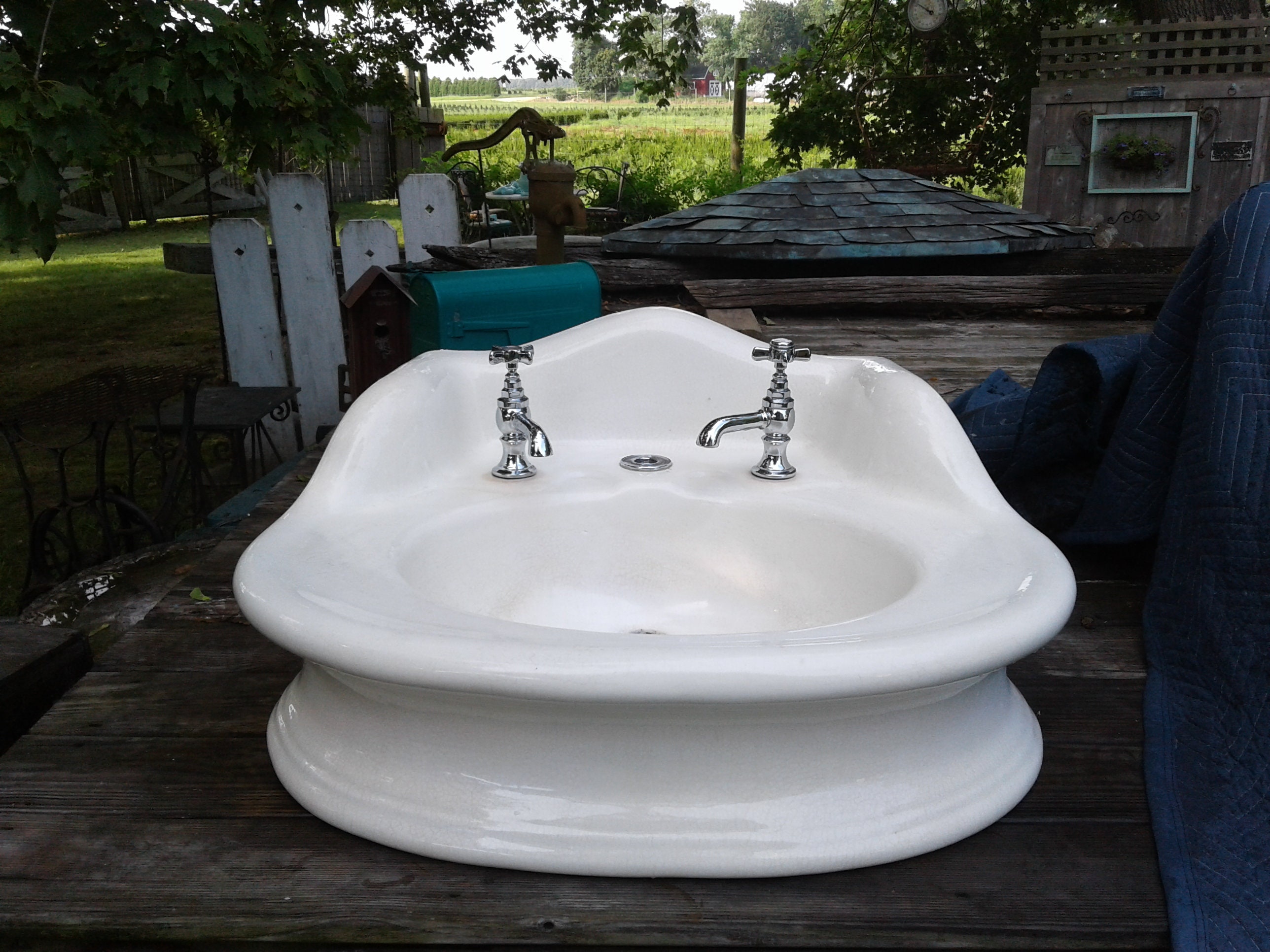 Antique Earthenware Porcelain Bath Sink Legs Optional The Most Amazing Beauty Ever Had All Original Great Crazing