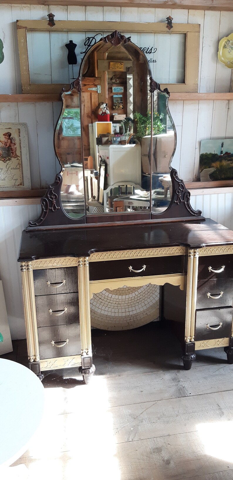 Antique Vanity Desk As Is With Or Without Mirror Or Painted To Etsy