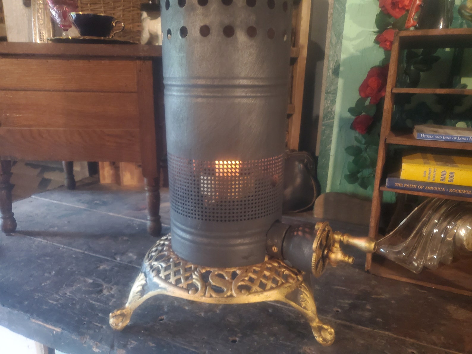 Antique Gas Parlor Stove Heater Converted Into Electric Table Etsy