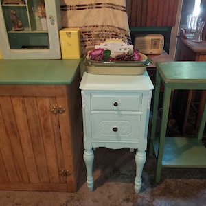 Antique Vintage Night Stand Caribbean Breeze Blue Original Embellishments Exact Age Unknown