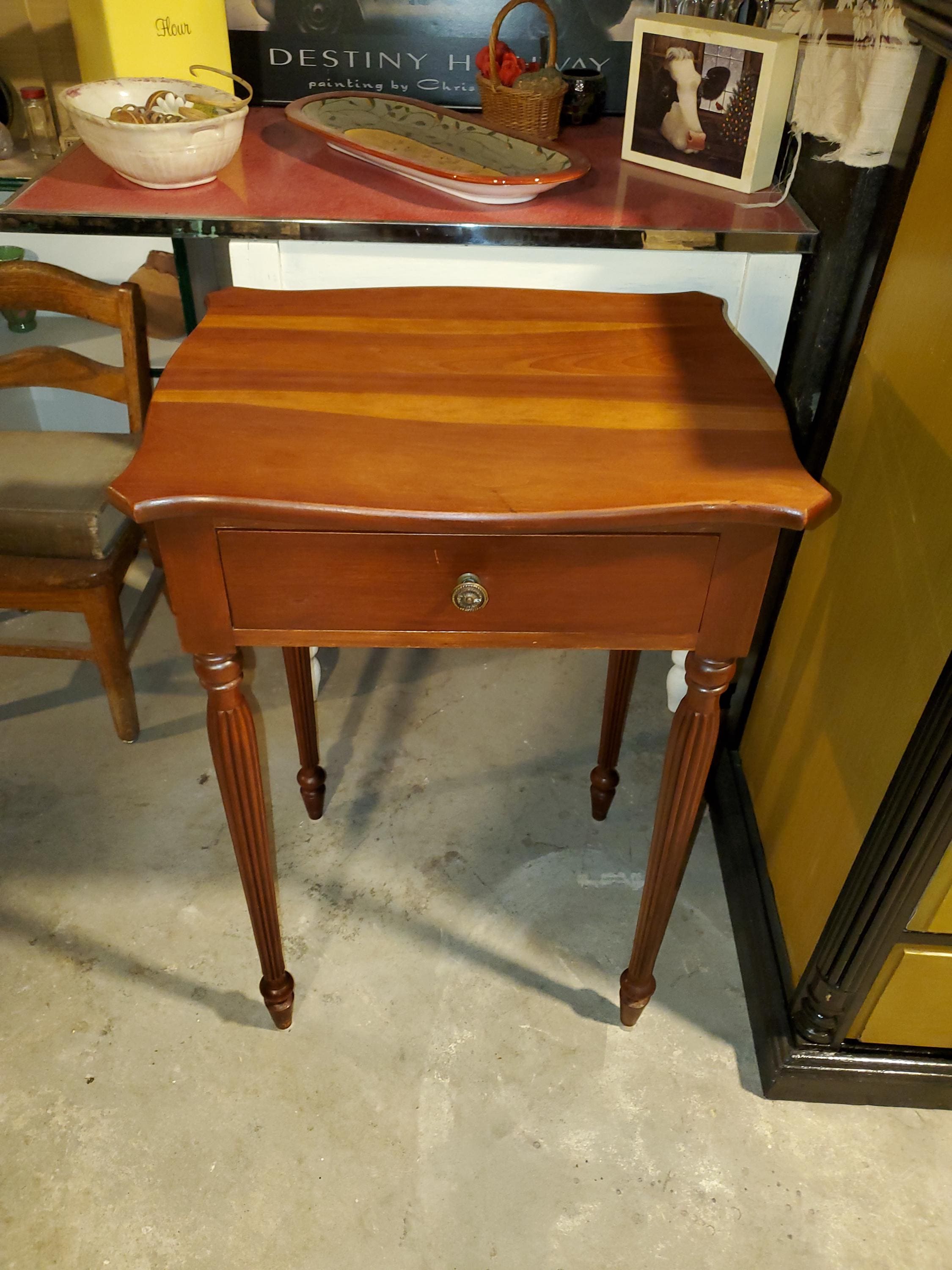 Antique Natural Wood Stain Night Stand With Manufacturer's Label Gorgeous Dovetailing and Elegant Lines. Exact Age Unknown