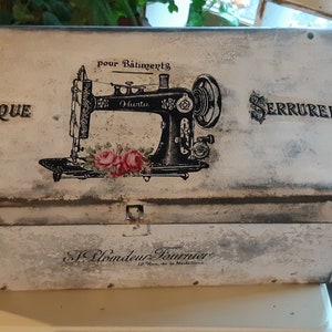 Antique Iron Mailbox Turned Into Sewing Box, Bread Box or Container To Store Whatever Your Heart Desires. Definitely One of A Kind!