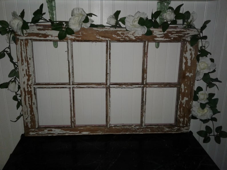 Antique Vintage Barn Wooden Window Old Chippy Paint #1 of Pair.