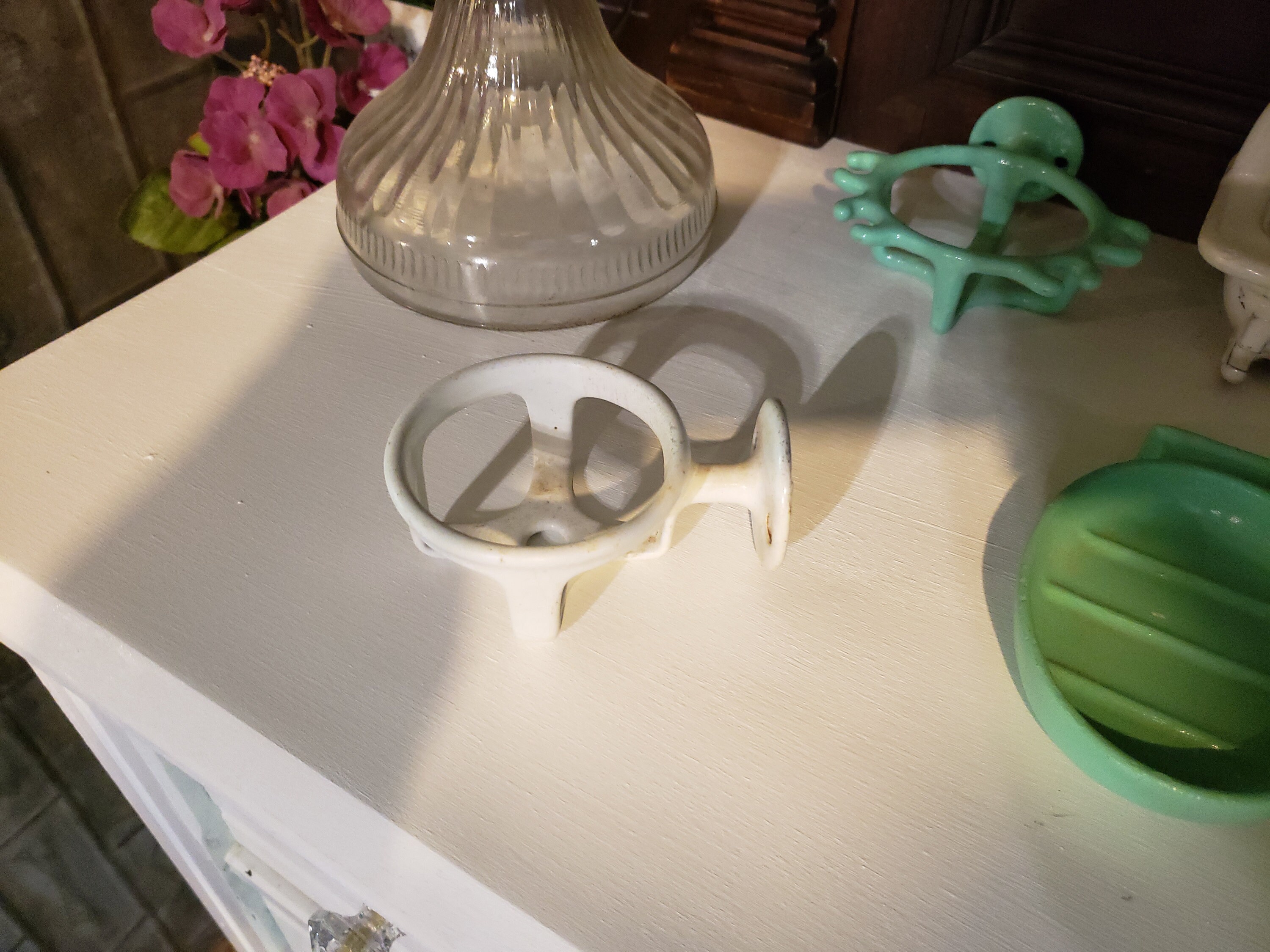 Vintage cup holder, brass cup holder, antique brass duck, toothbrush