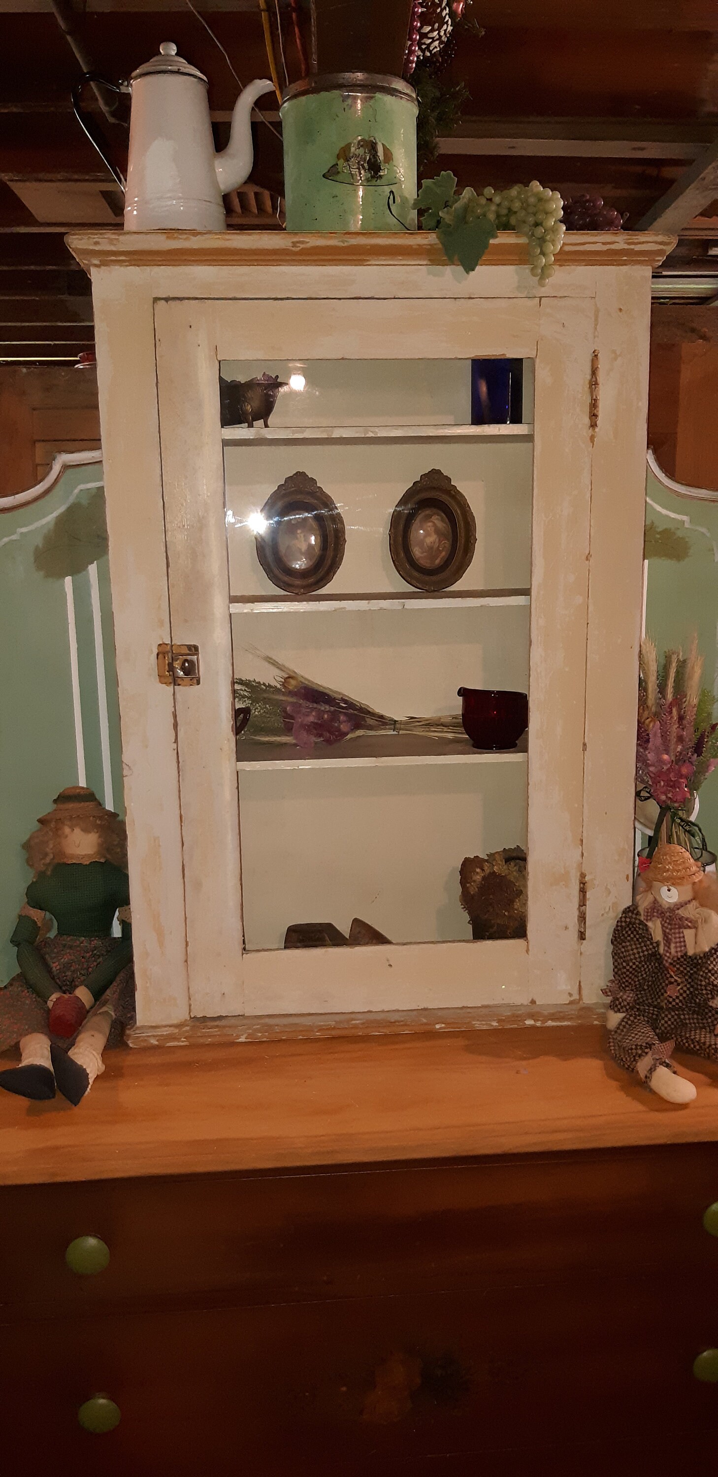 Antique Huge Wooden Medicine Glass Door 4 Shelves Etsy