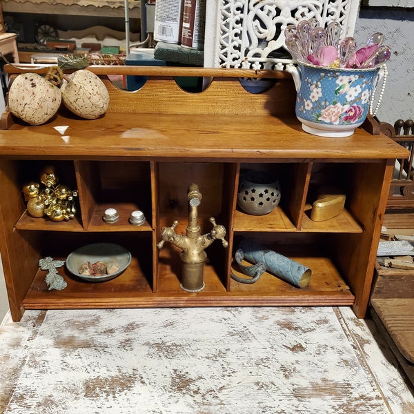 Antique Shelf With Lots of Cubbies Salvaged From Child's Drop Leaf Desk Now Being Sold Together or Separately! Parts Were Hand Painted