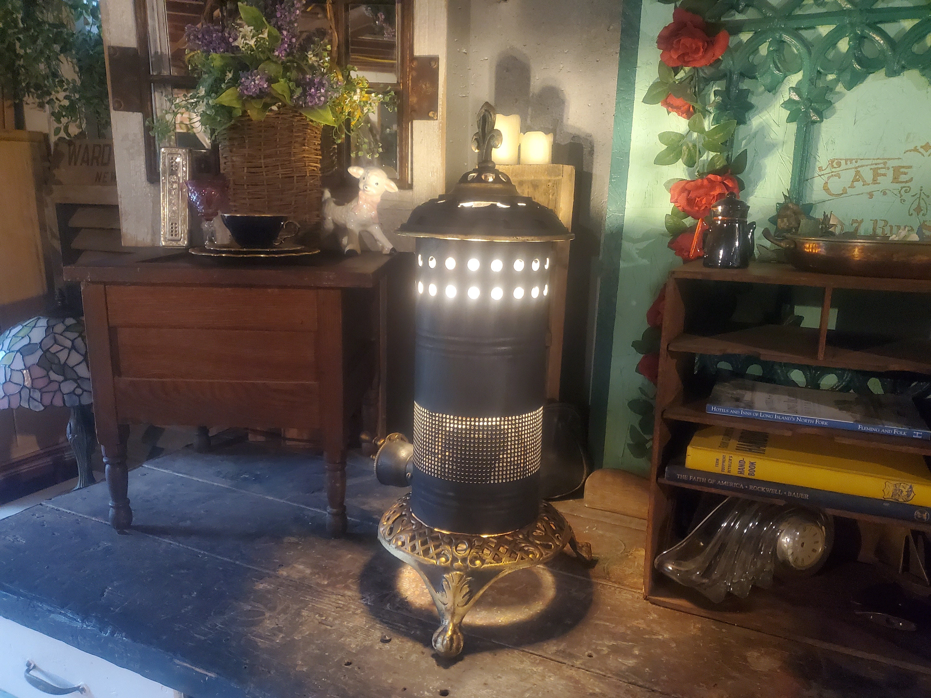 Antique Gas Parlor Stove Heater Converted Into Electric Table Etsy