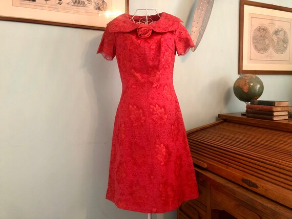 Coral lace dress