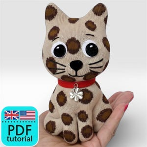 Easy Sock Cat Stuffed Animal Pattern for Beginners PDF Download | DIY Kitty Soft Toy Tutorial | Instant Digital Gift | Sewing Craft Project