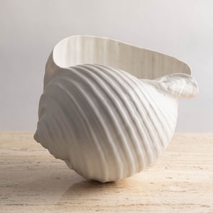 Vintage White Faux Conch Seashell Decor Accent