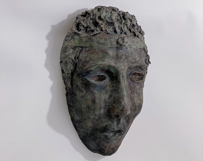 Vintage Paper Mache Face Wall Sculpture Folk Art Etsy