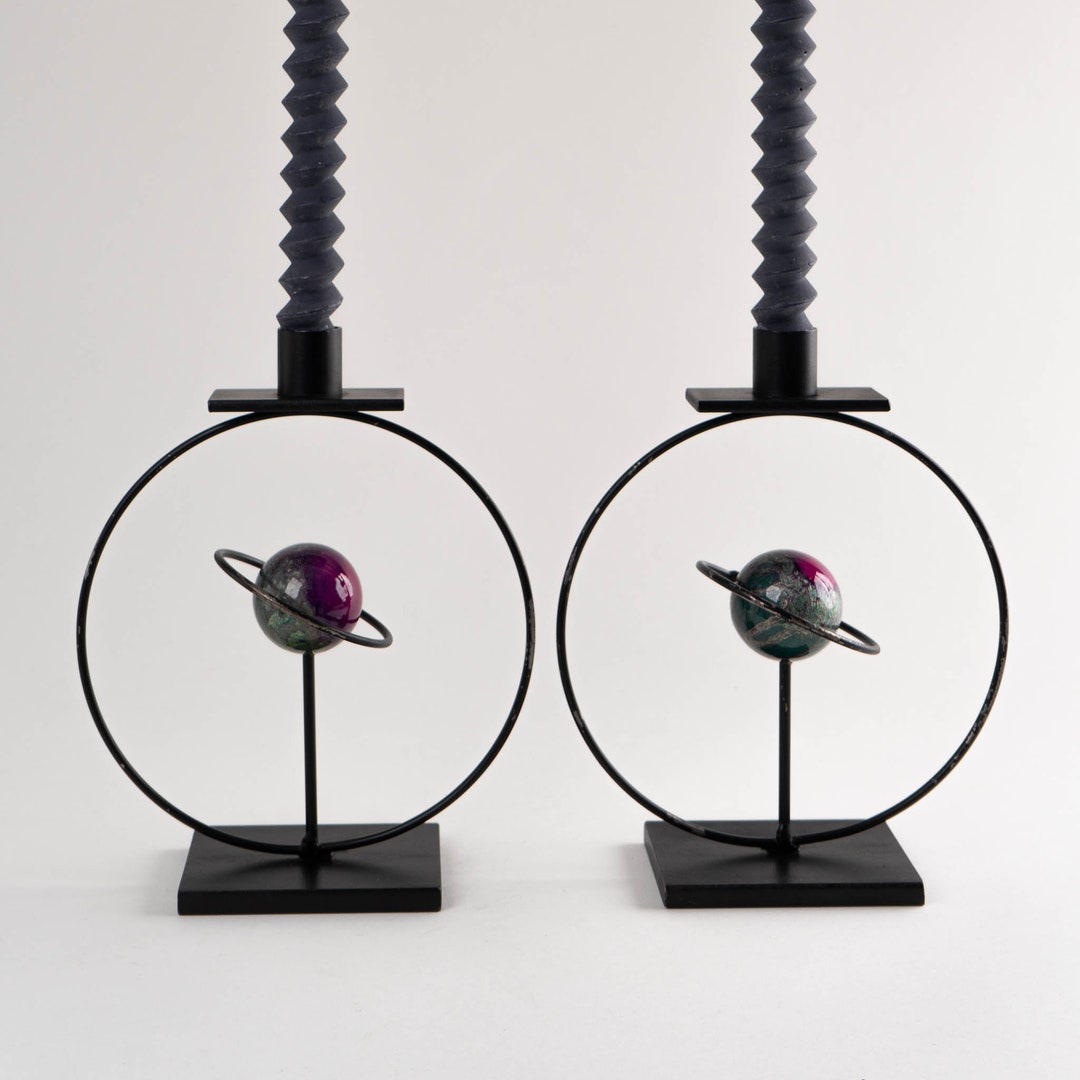 Vintage Saturn Candlestick Holders by Rick Martin - Post Modern ...