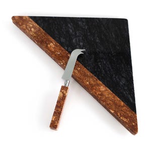 Tábua de queijos triangular vintage Georges Briard em mármore com faca - Pedra natural - Suporte para panelas