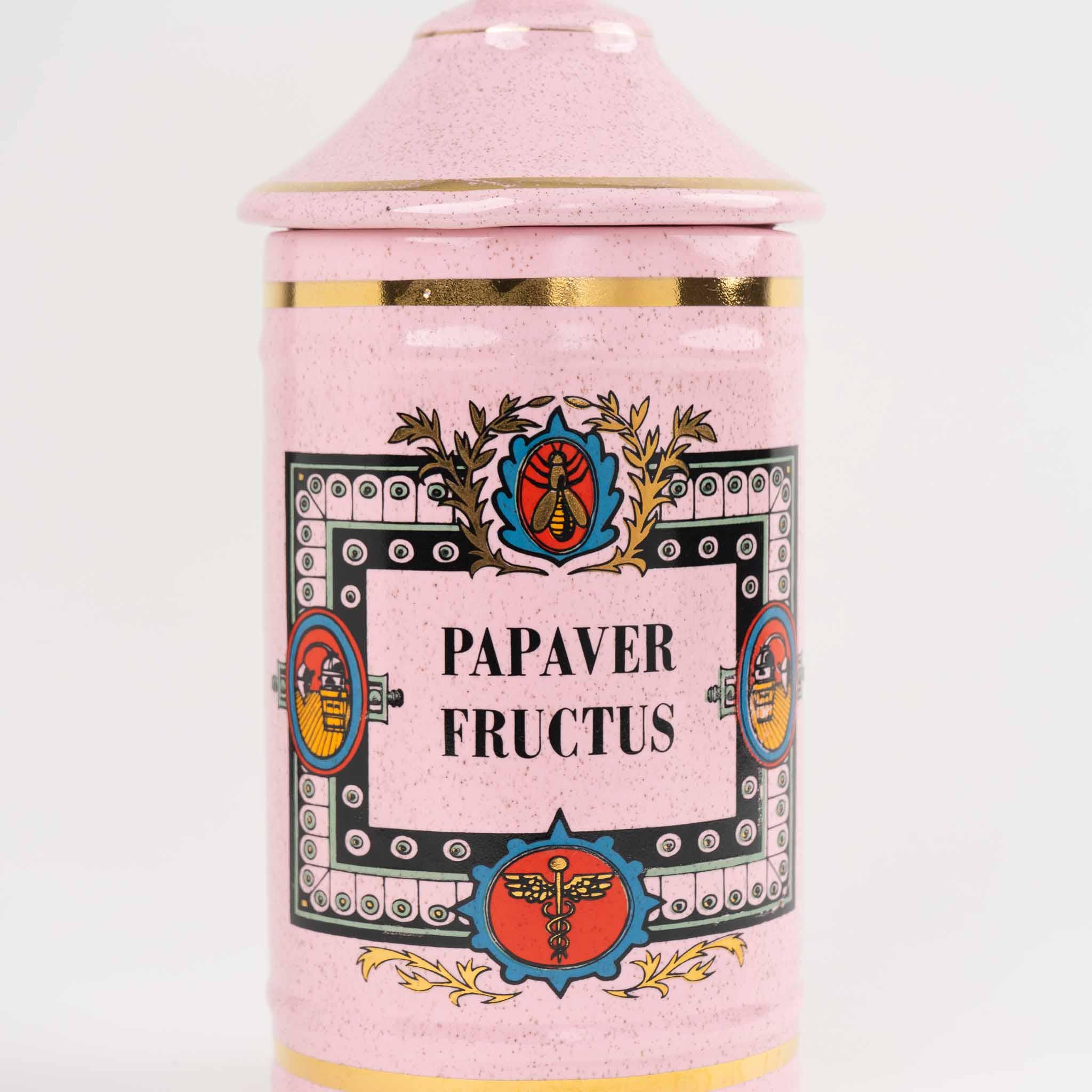 Vintage Papaver Fructus Apothecary Jar - Pink Speckled Glaze - 22k