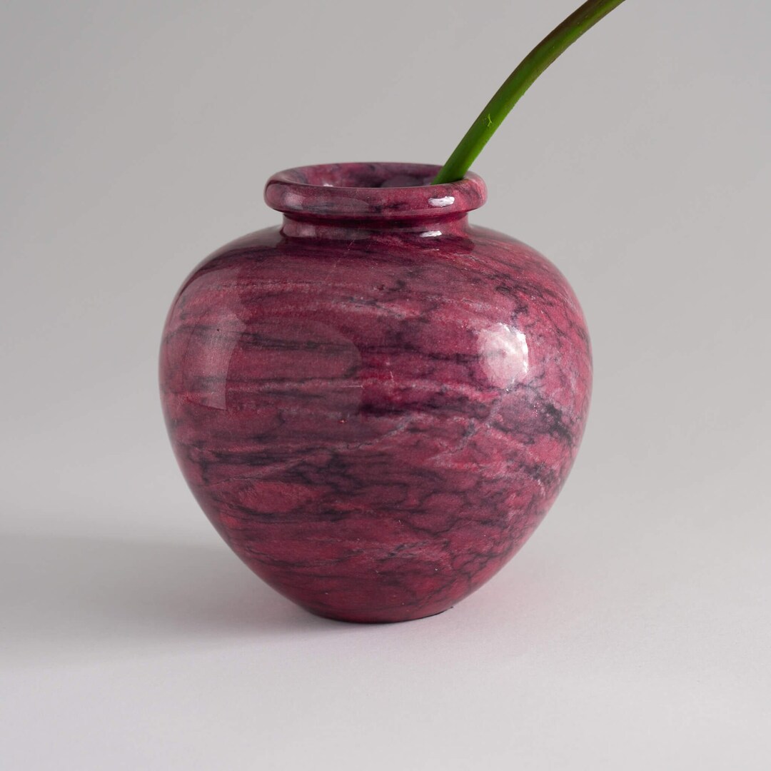 Vintage Pink Alabaster Stone Vase Etsy