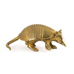 Vintage Solid Cast Brass Armadillo Figure - Southwestern Table Decor
