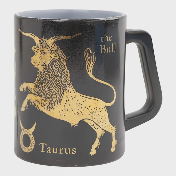 Tasse à café vintage Taureau - Zodiaque noir et or Celestial Design