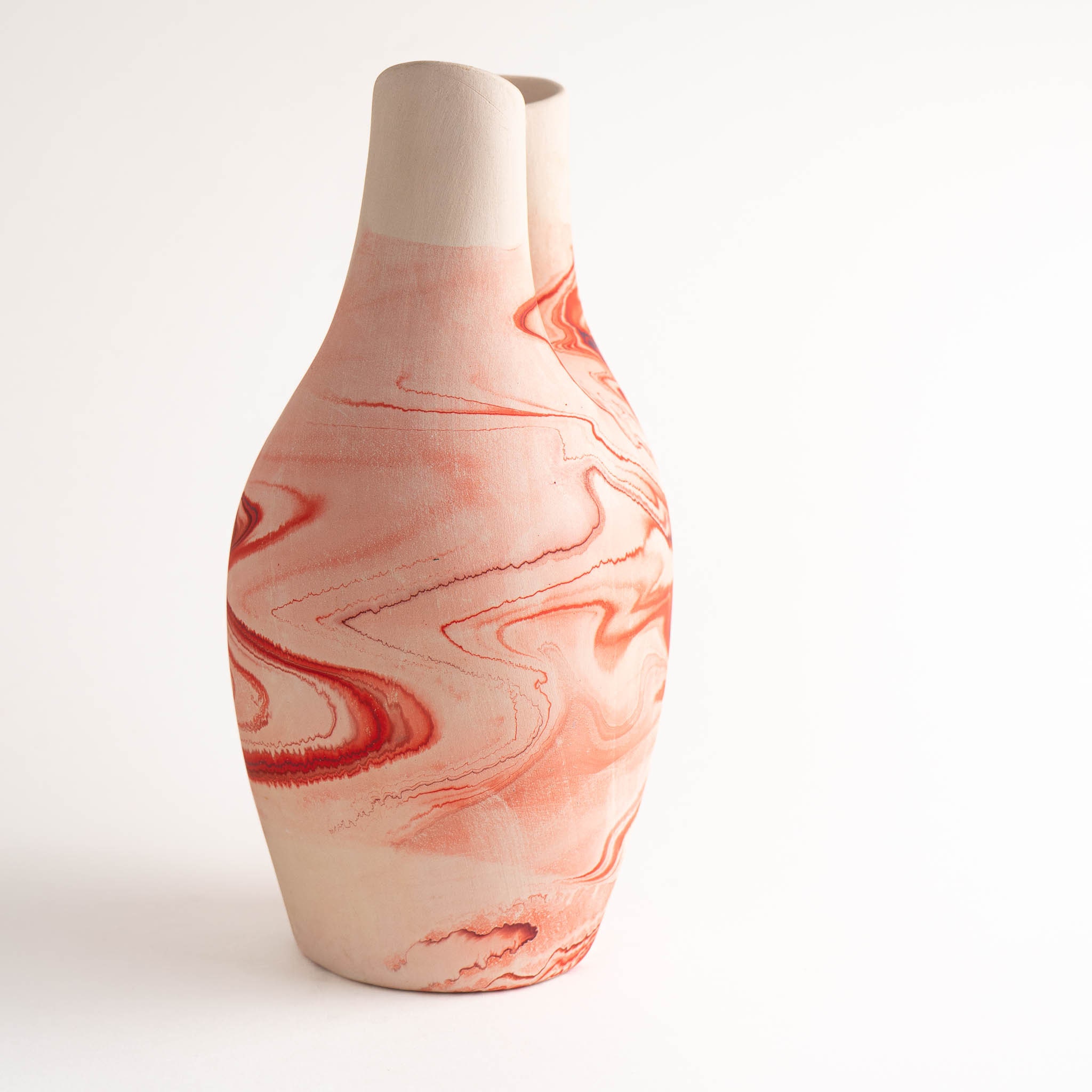 Vintage Nemadji Pottery Swirled Orange Red Wedding Vase - Etsy display picture 1