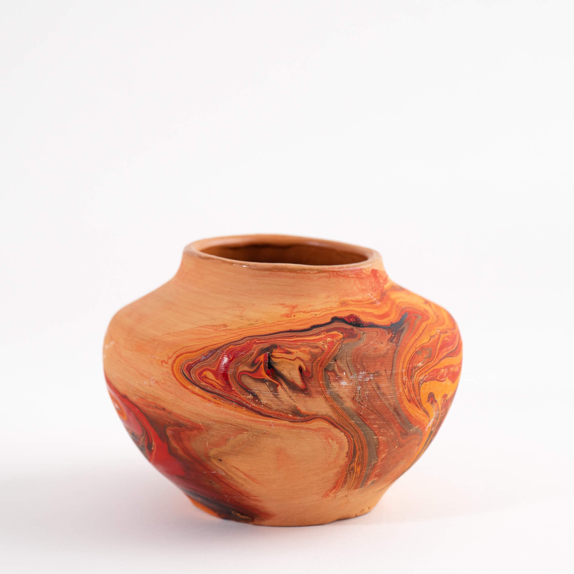 Vintage Orange and Red Swirl Nemadji Pottery - Etsy display picture 1