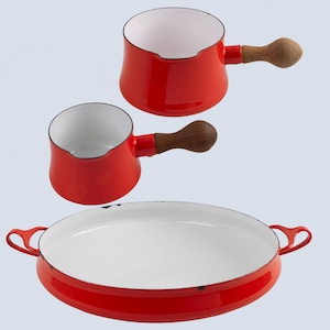 Vintage Dansk Kobenstyle Red Enamel Cookware Set - Jens Quistgaard Design - Made in France
