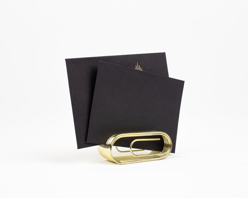 1980s Desk Accessory Oversized Paperweight Vintage Gold Metal Paperclip Organizer Mail Sorter