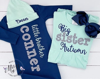 Little Brother Shirt Set - Welcome Home Outfit - Little Brother - Baby Brother Shirt - Hello World - Little Brother Big Sister