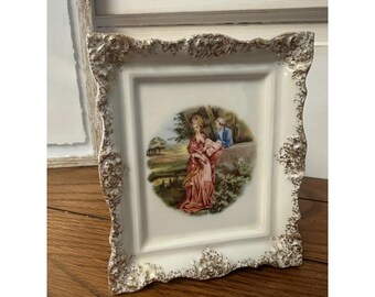 Vintage Colonial Frame Planter Vase Ceramic Portrait 50s Regency Decor