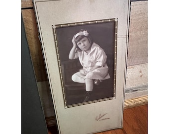Antique Victorian Photograph Of Girl Child Posing on Chair Vintage Portrait 4x6