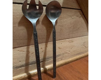 Vintage Oneida Custom Stainless Salad Serving Set Spoon Fork MCM JAPAN