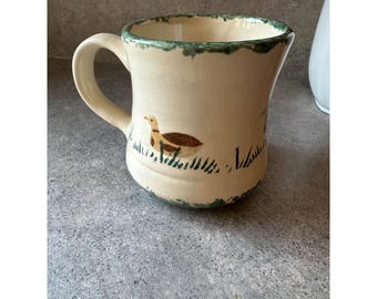 Buttermilk Acres Stoneware Mug Primitive Ducks Nature Coffee Cup Pottery Vtg