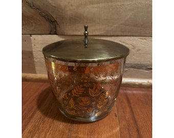 Vintage Georges Briard Glass Ice Bucket Perisan Garden MCM Gold Barware 1960s