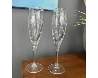 Galway Irish Crystal Fluted Champagne 9" Glasses Shamrocks 24% Lead Set of 2