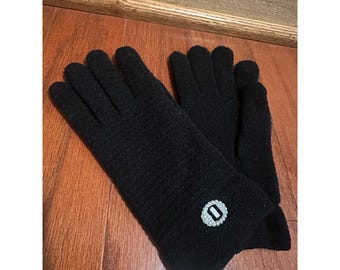 Vintage Black Knit Gloves One Size (fit S) Wool Lined 1950s Chic Japan NOS New