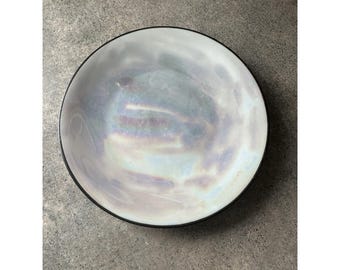 Vintage Pearlescent Milk Iridescent Glass 6" Decorative Art Plate Marked