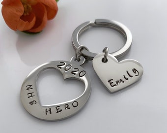 KEY FOB LUGGAGE TAG PURSE CHARM NEW EMBROIDERED LOVE INFINITY KEY RING