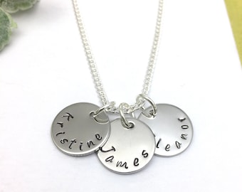 Personalised Hand Stamped Sisters Forever Any Names Tree of Life Pendant