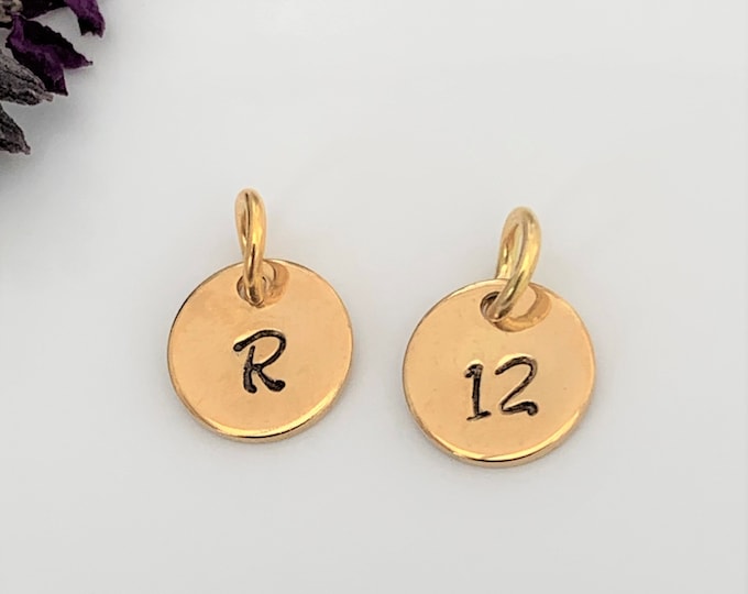 Gold Tone Add On Initial tag Age Tag Initial Disc Age Disc Gold Stainless Steel Add on Charm Initial Charm Number Charm