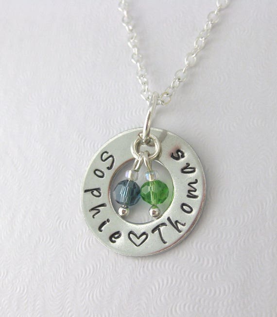 Personalised Mum Necklace with Children's Names and Birthstones – IfShe UK