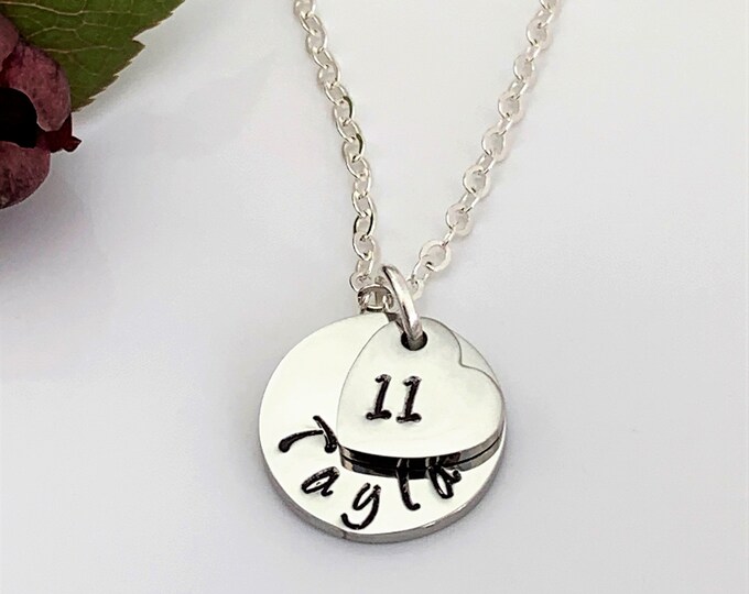 Personalised 11th Birthday Necklace Name Necklace Heart Charm Special Birthday Gift Boxed UK Seller. Any 1 or 2 digit number