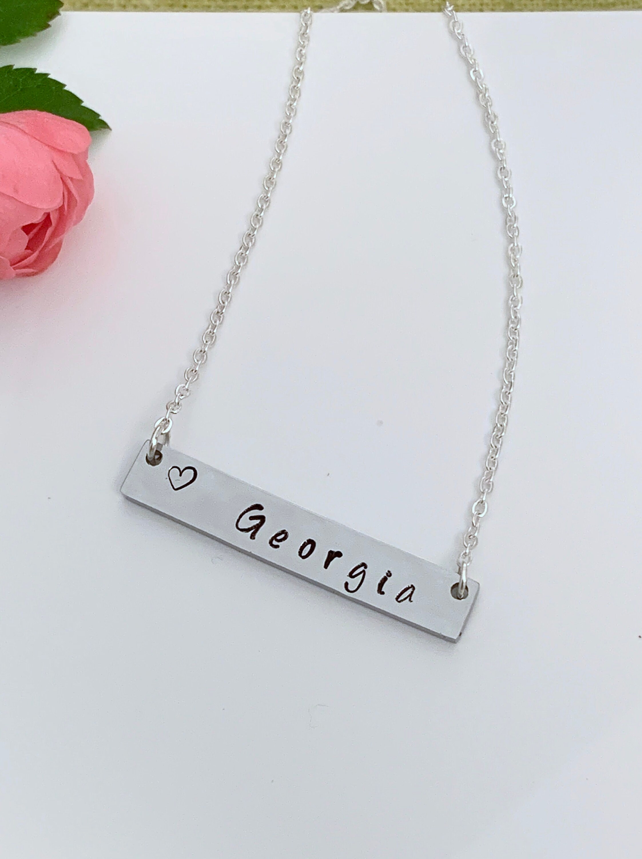 Bar Name Necklace Silver Personalised Necklace Personalised Etsy UK