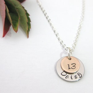 Personalised 13th Birthday Necklace Name Necklace Rose Gold Charm Gift Boxed UK Seller. Any 1 or 2 digit number