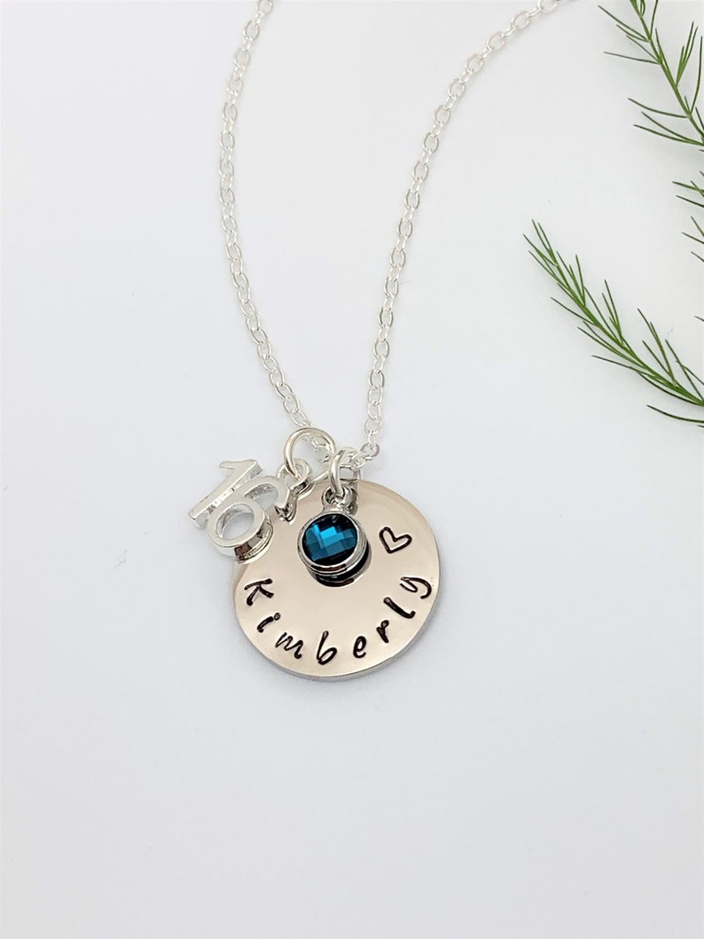 16th Birthday Gift Name Necklace Birthstone Necklace Personalised Jewelry Gift UK Seller 