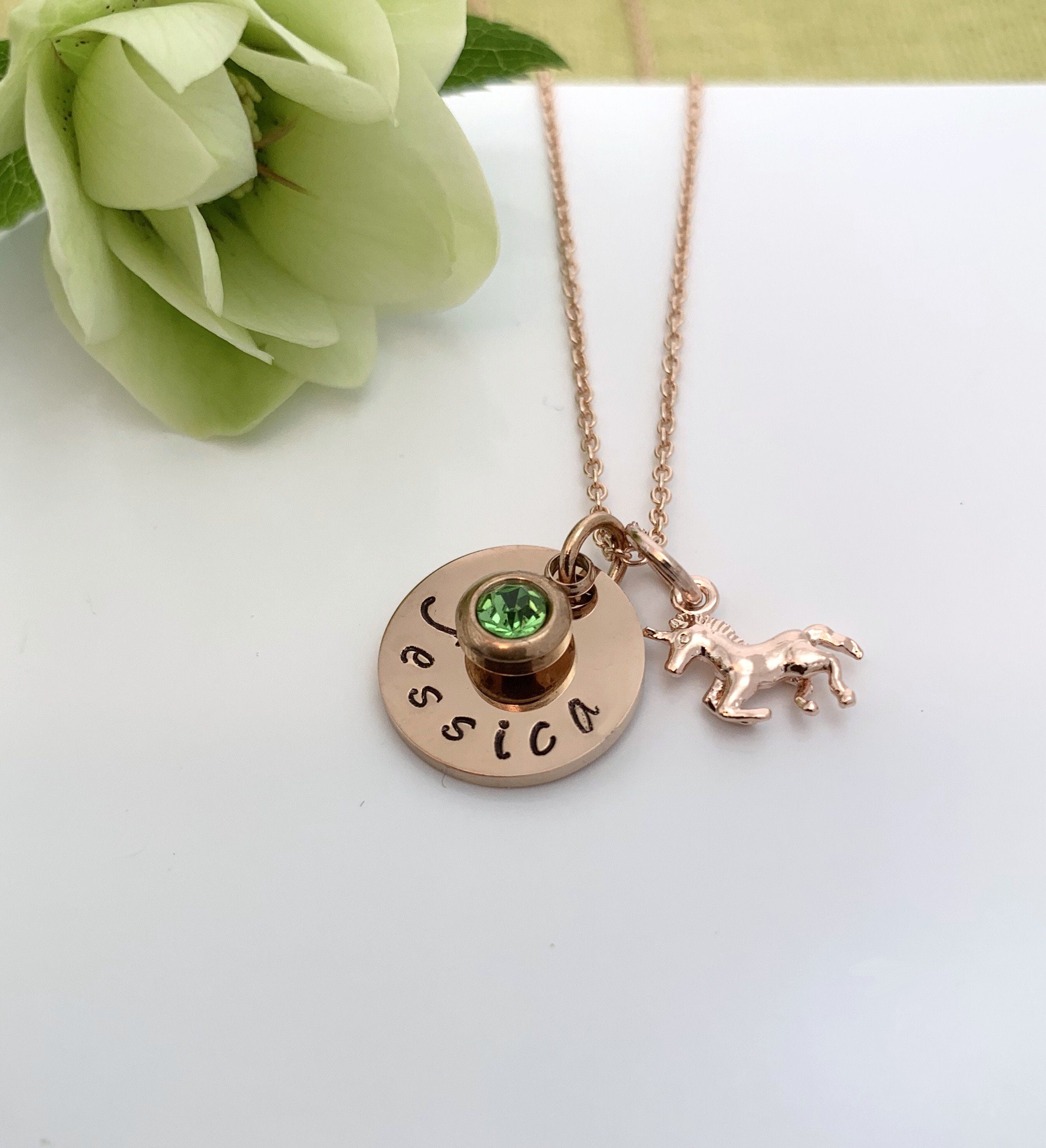 tiny name necklace rose gold
